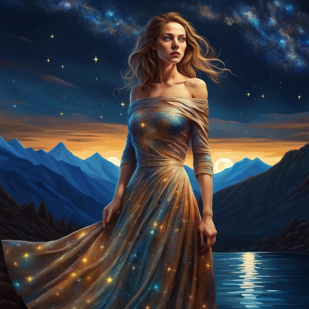 Starlight Dress on Mountain Landscape