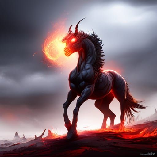 Demonic Lava Horse: Fantasy Concept Art
