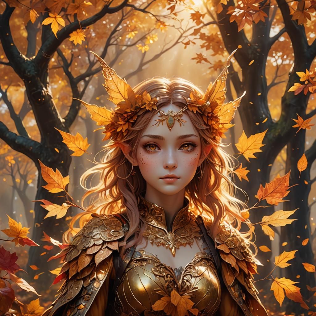 Enchanting Autumn Fae Fantasy Art in Anime Style