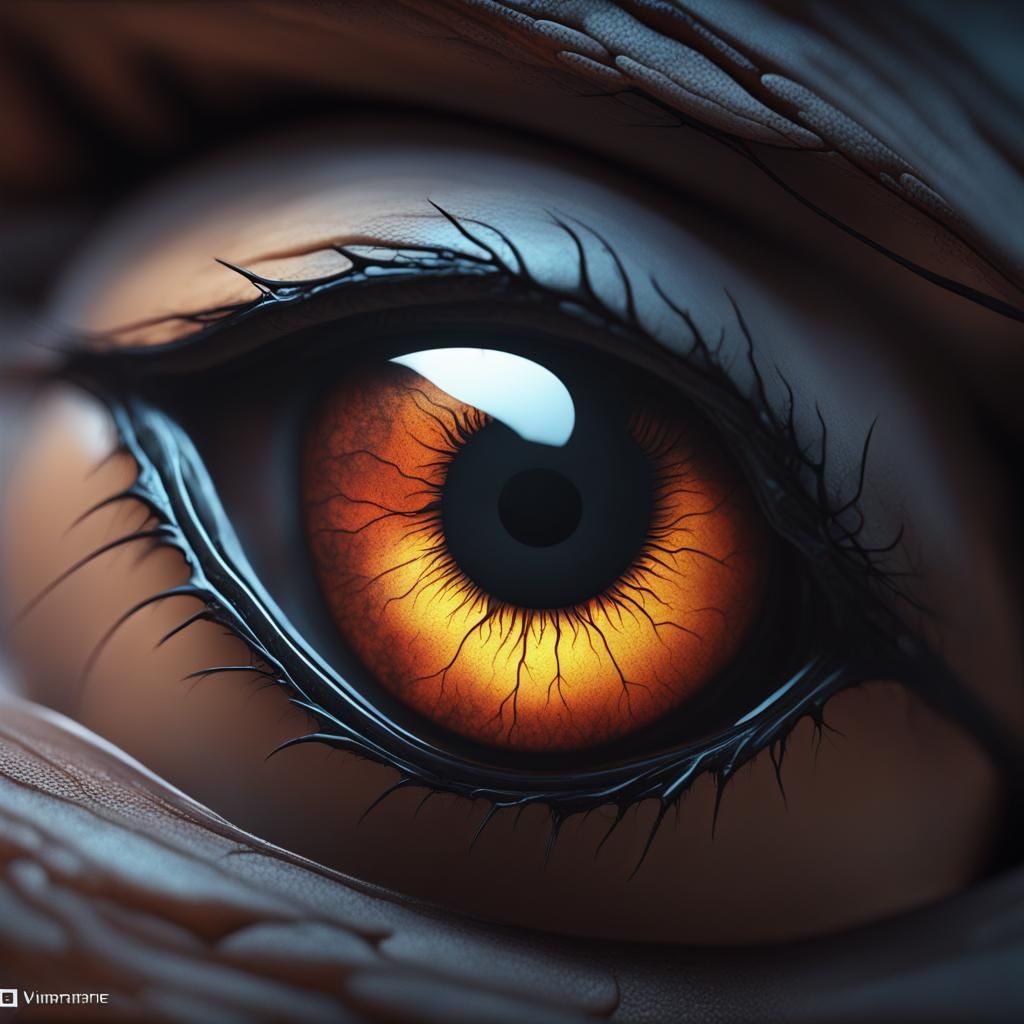 Detailed Eye with Bat Silhouette in Macro, HD