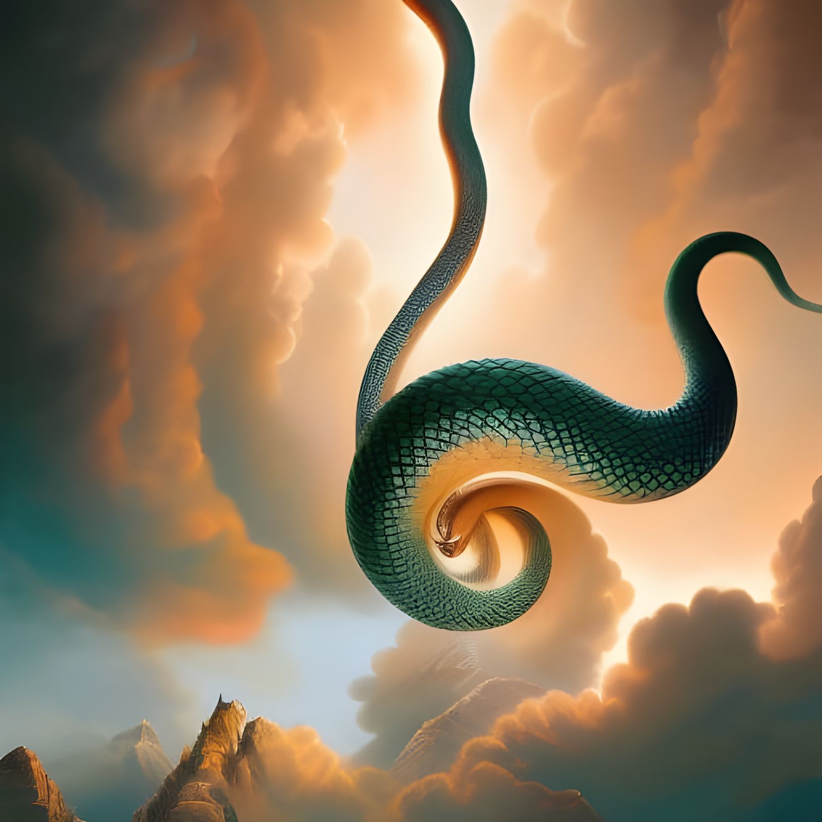 Surreal Dreamscape: Kundalini Snake in Dreamlike Landscape