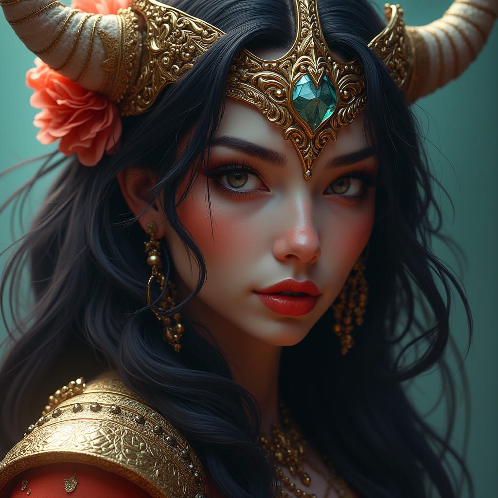 Ethereal Goddess Radiates Mystique in Intricate Portrait