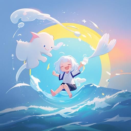 Playful Dolphin with Hand Cream in Pixar Style