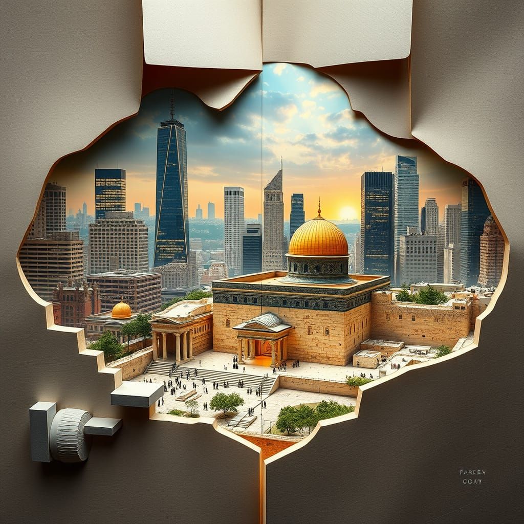 NYC to Western Wall: A Surreal Paper Transformation