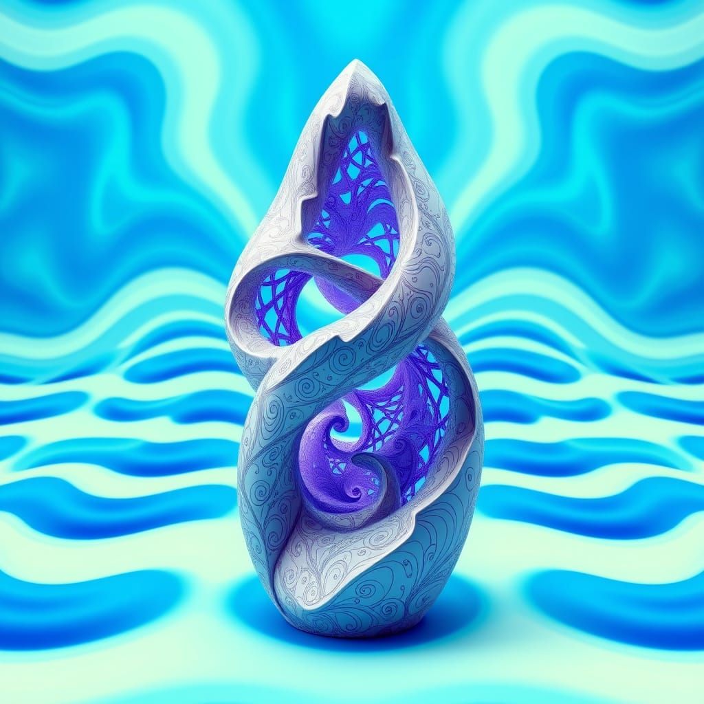 Dreamlike Shapeshifting Sculpture in Electric Blue