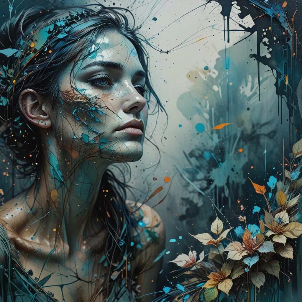 Expressive Watercolor Splatter on Antique Book