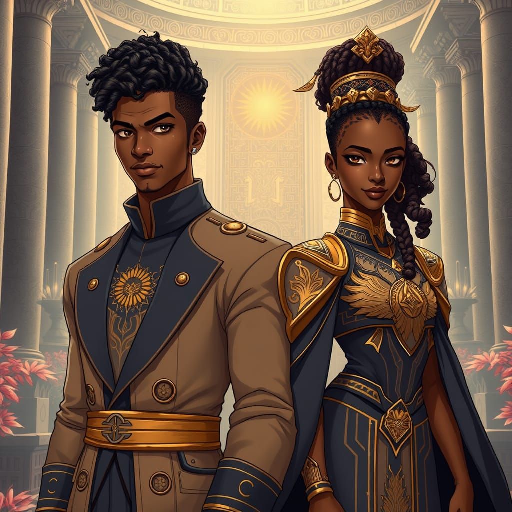 Afrofuturist Royalty in Regal Ceremonial Attire