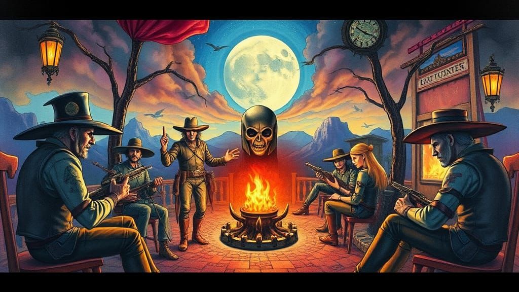 Surreal Fantasy Scene in Watercolour Style