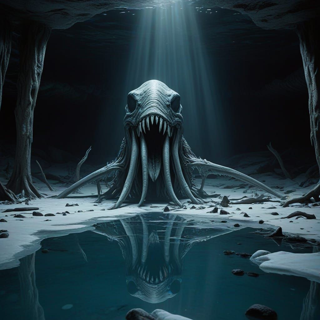 Ethereal Eldritch Horror Creature in Arctic Ice