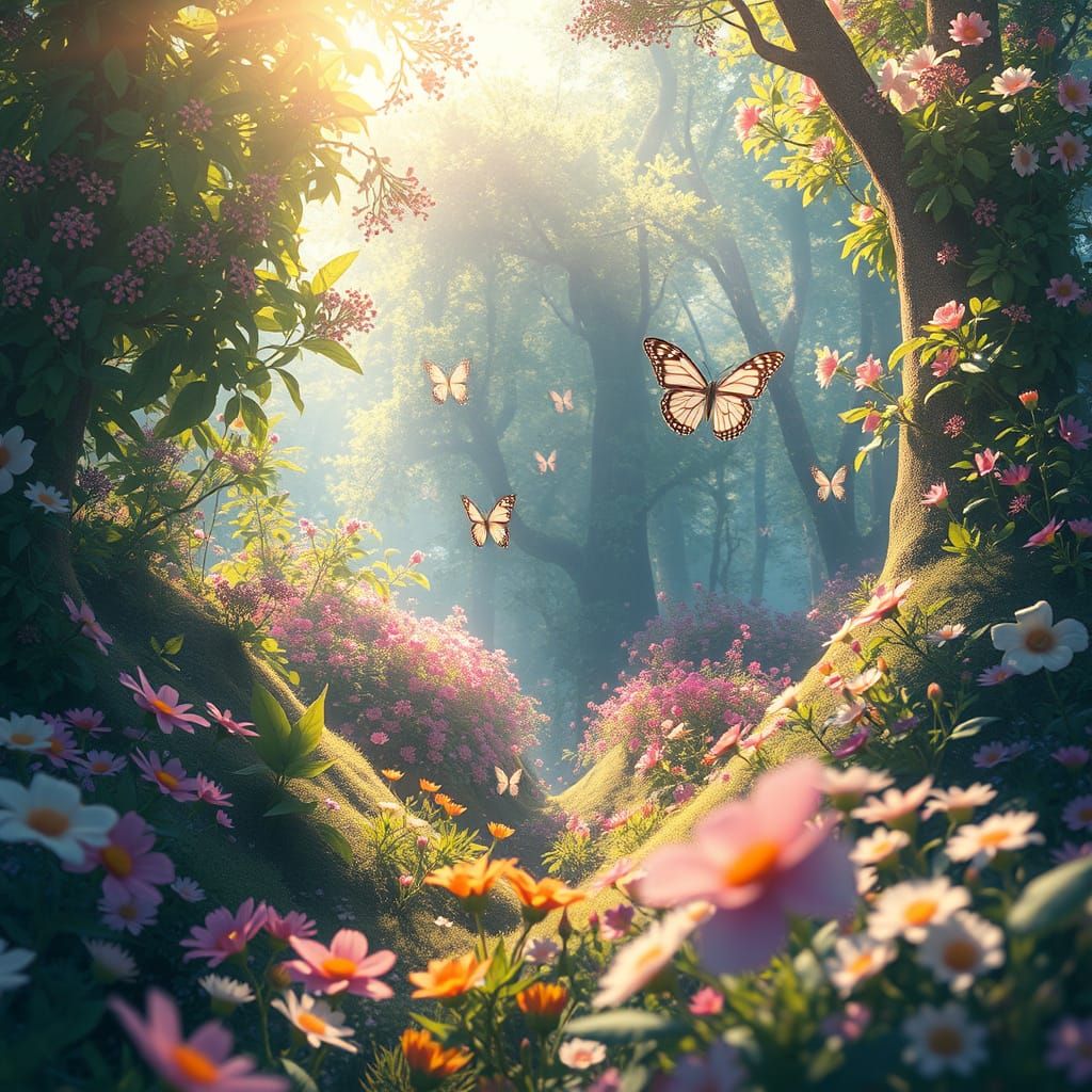 Whimsical Fairytale Forest in Vibrant 3D Anime Style
