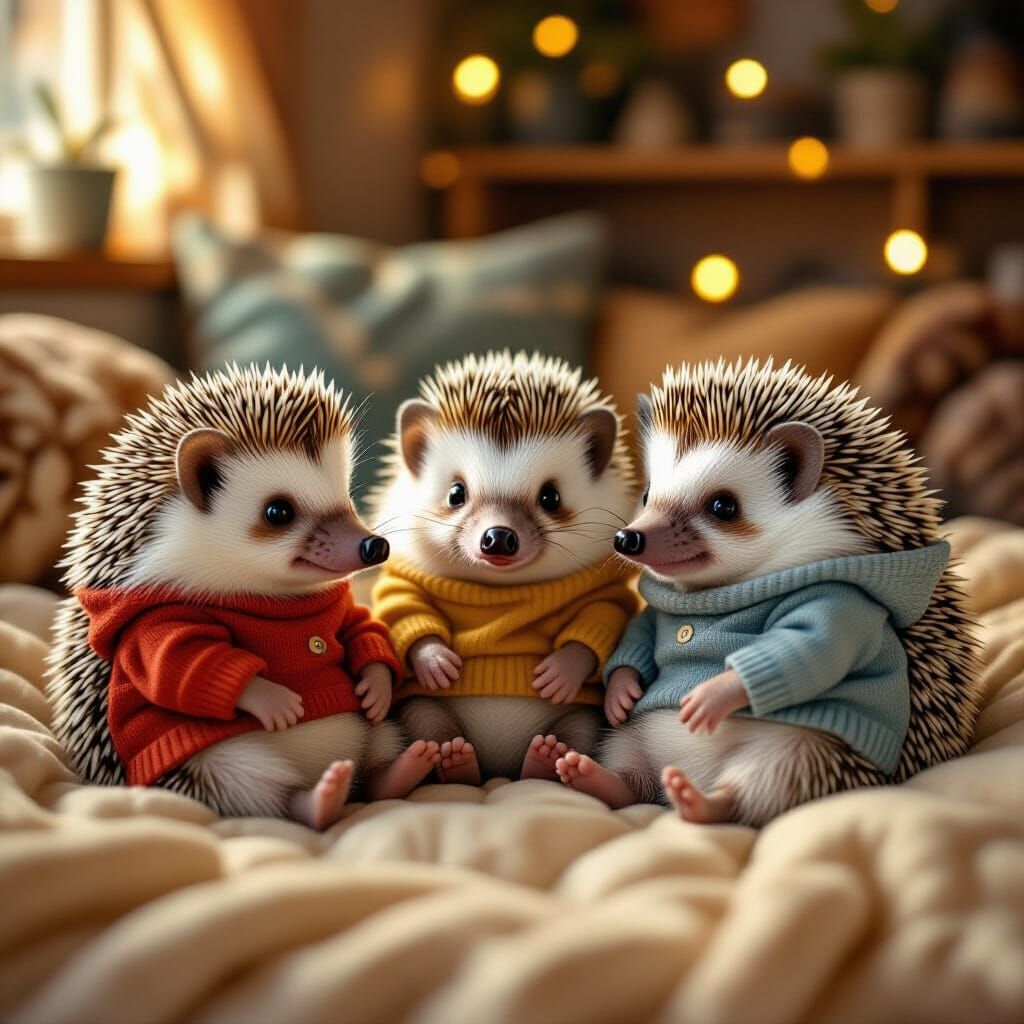 Hedgehog Friends Play in Cozy Home