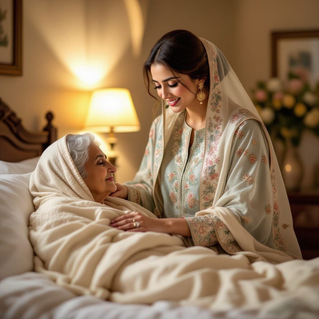 Pakistani Woman Cares for Elderly Woman: Heartwarming Portra...