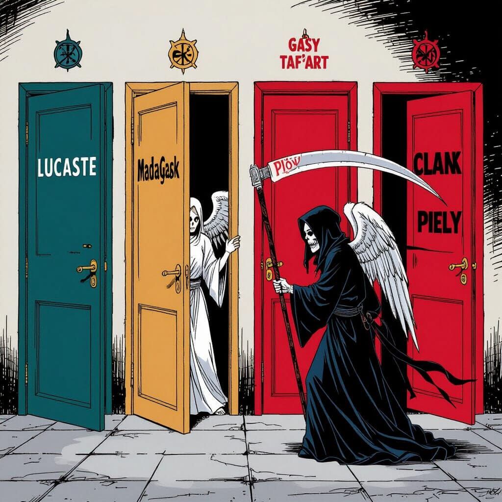 Manga Scene: Doors and Grim Reaper