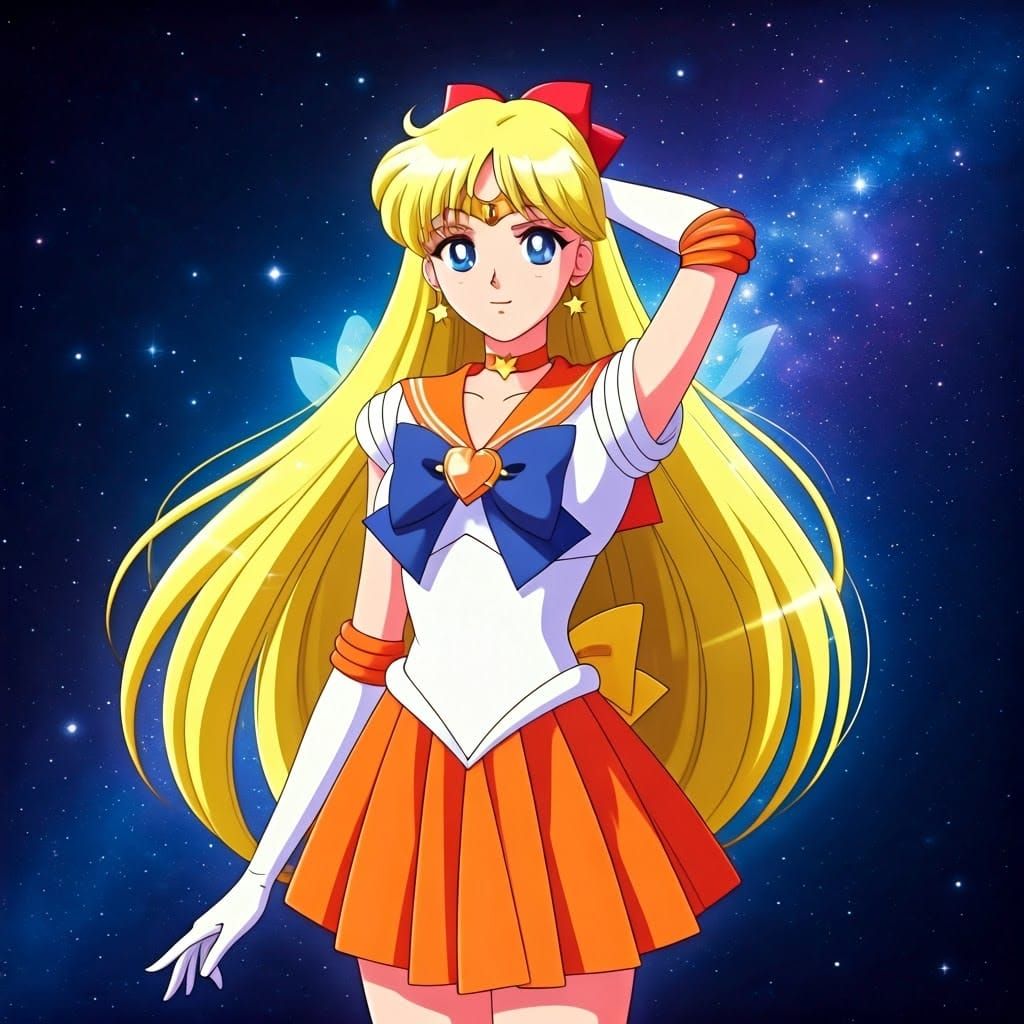 Vibrant Magical Girl in Retro 90s Art Style