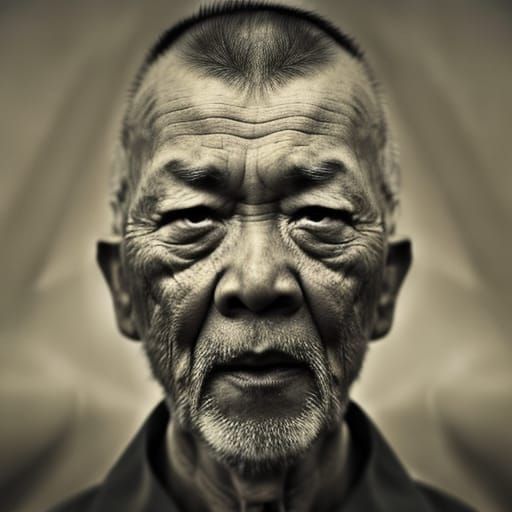Wise Kung Fu Master Portrait in Ambient Light
