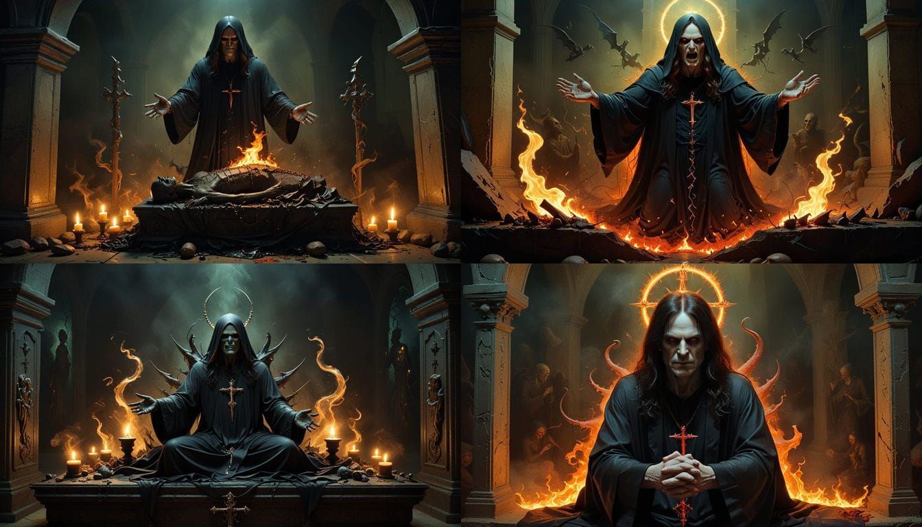 Dark Prince in Deathly Tomb, Bosch-Inspired Abstract