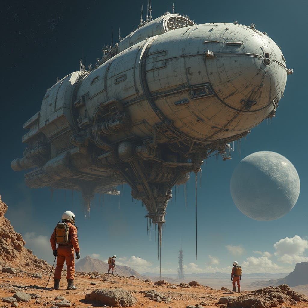 Futuristic Armored Spaceship Construction in Deep Space