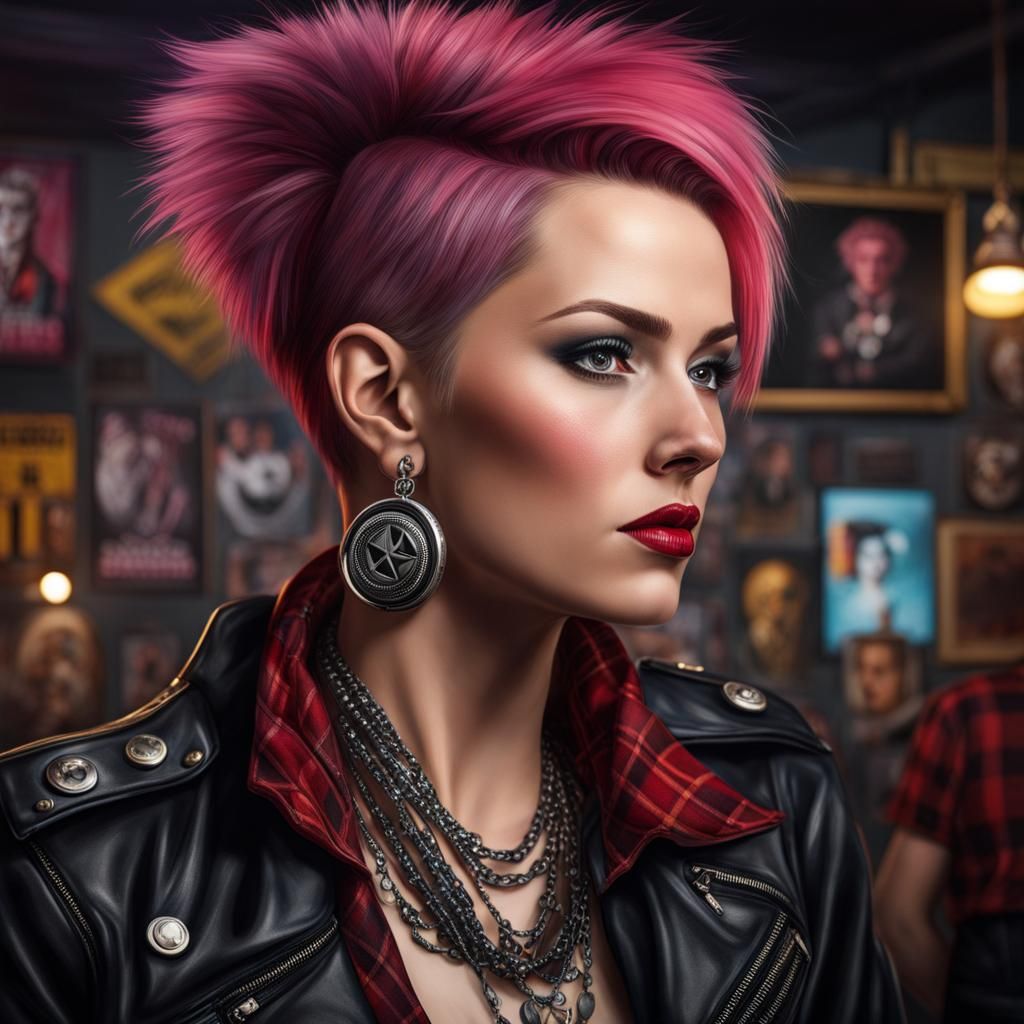 Scottish Woman in Punk Rock Club: Hyperrealistic Portrait
