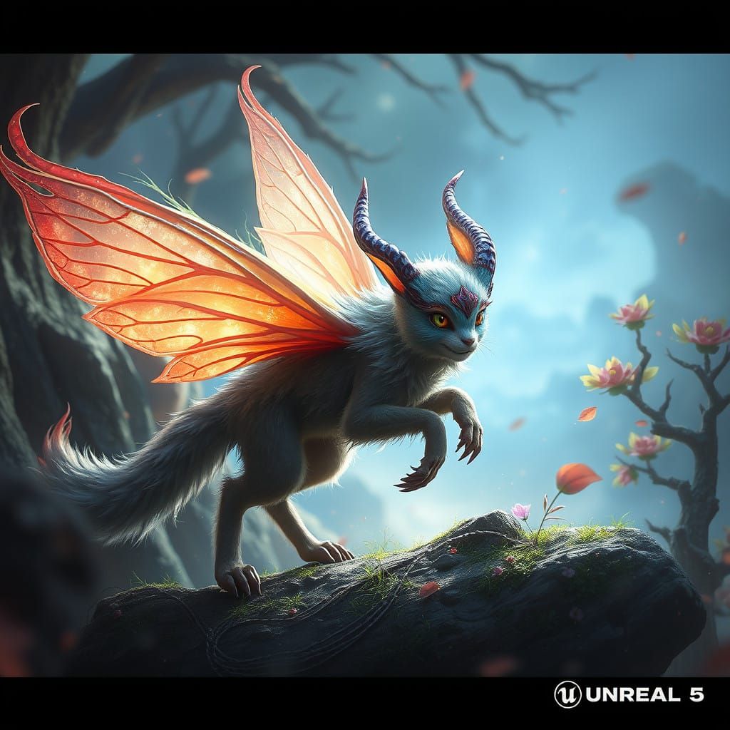 Whimsical Furry Fairy in Vibrant Fantasy Landscapes