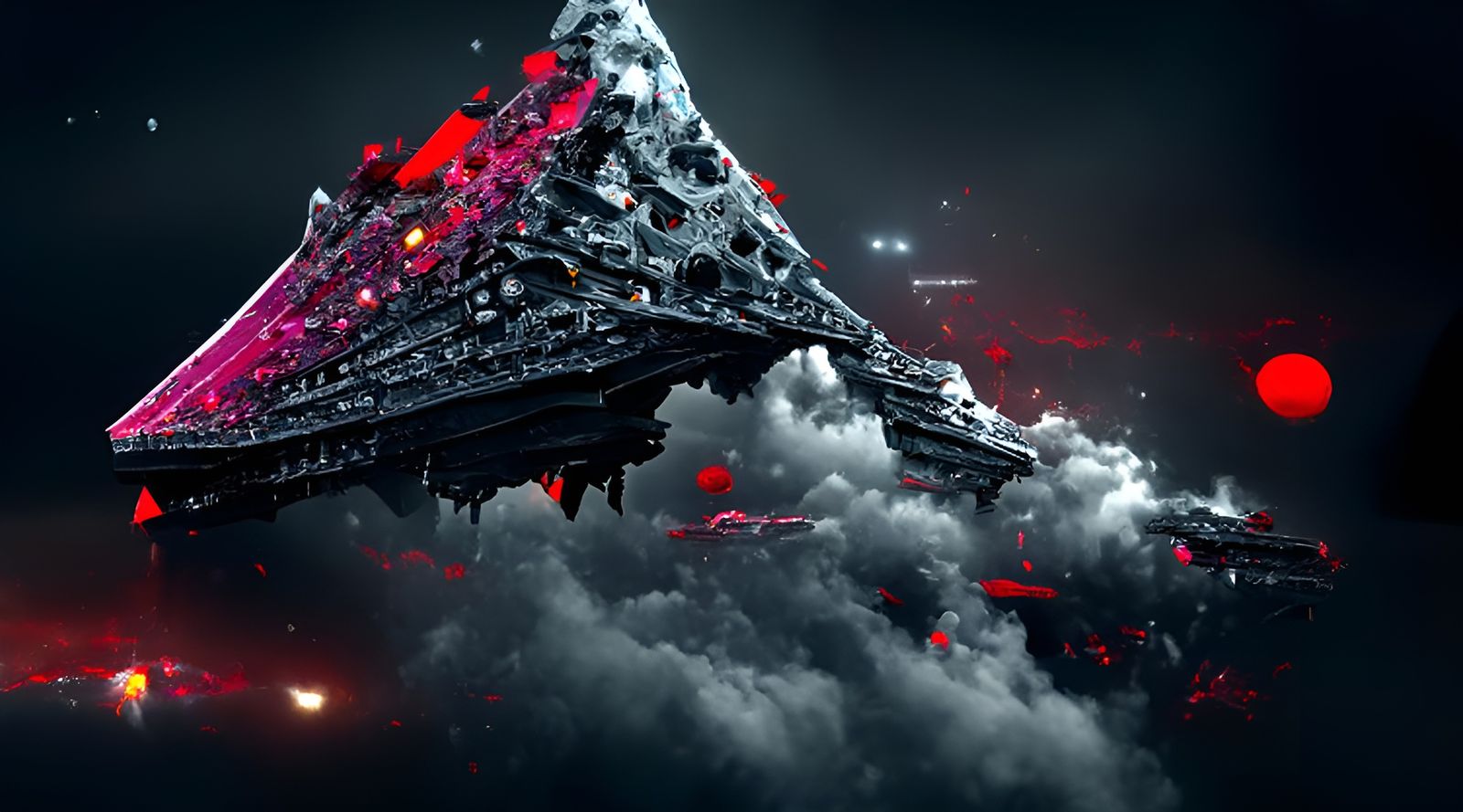 Ominous Red and Black Star Destroyer in Space