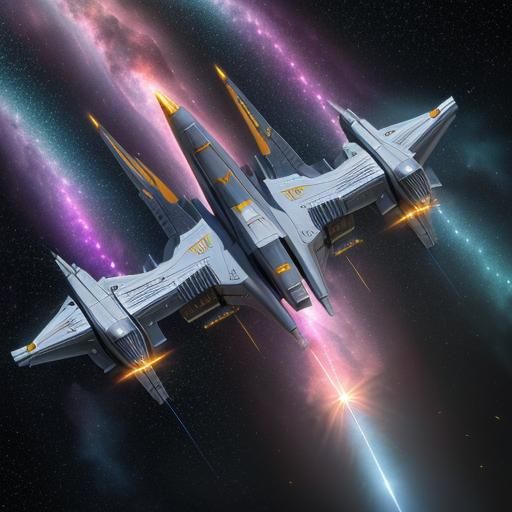 Retro Starship with Warp Nacelles in Nebula
