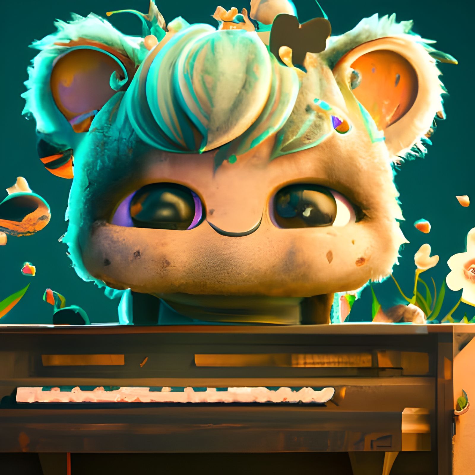 Chibi Piano Player in Detailed Matte Painting