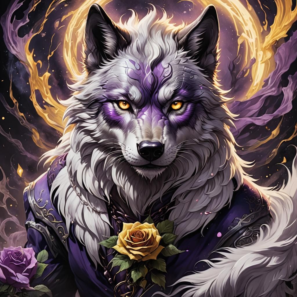 tattooed wolf boy the white wolf whit hazel eyes and the purple rose of time Mark Brooks and Dan Mumford, comic book art...
