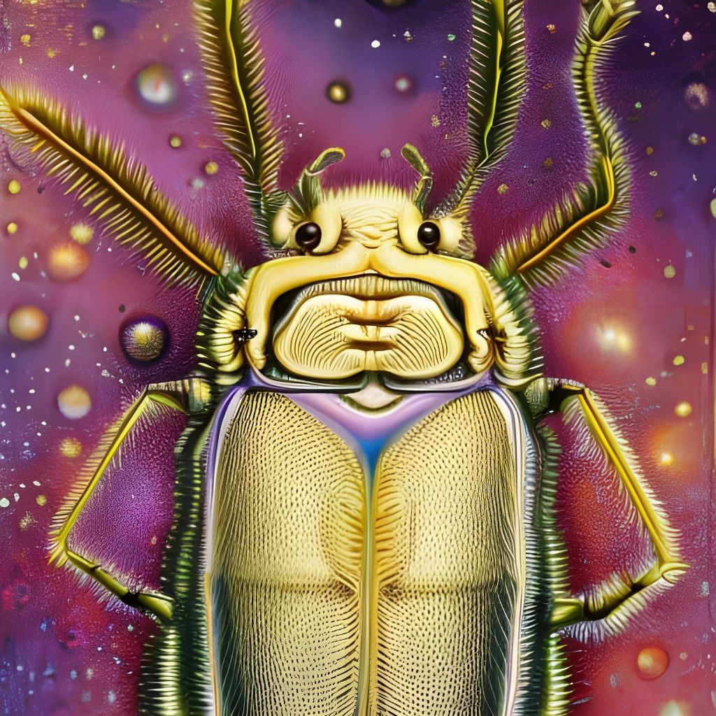 Surreal Fluffy Cockroach: Intricate Sci-Fi Impasto Painting