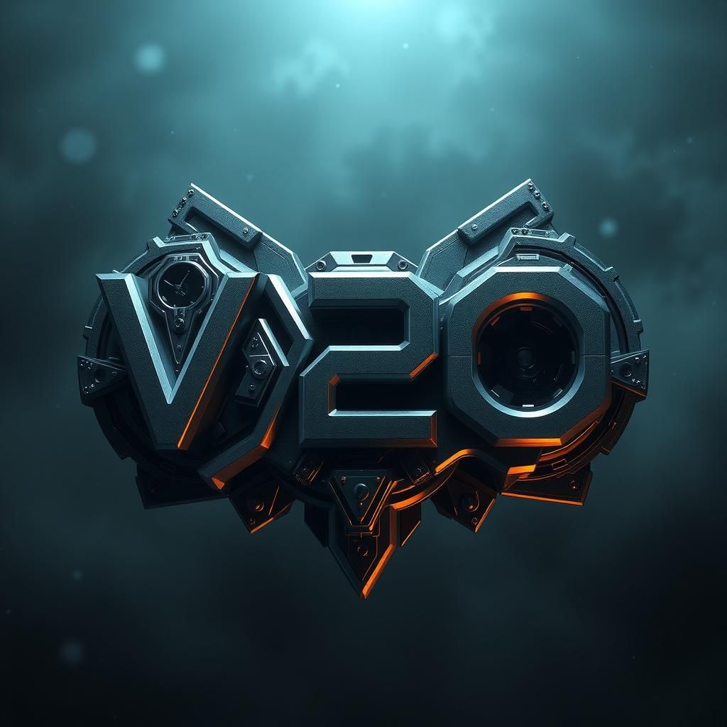 Futuristic 3D Sci-Fi Logo Design of "V-20"
