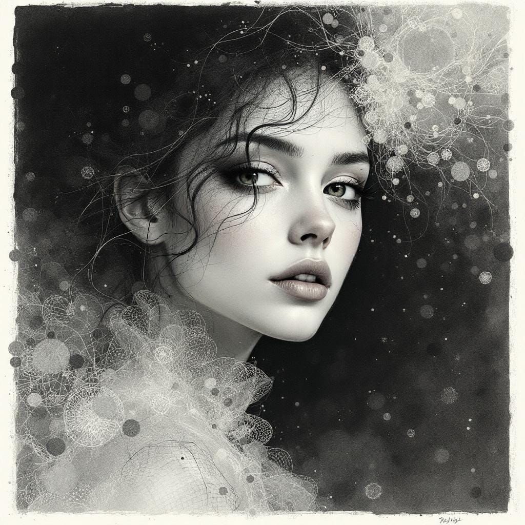 Watercolor Portrait of Molly Ephraim with Filigree