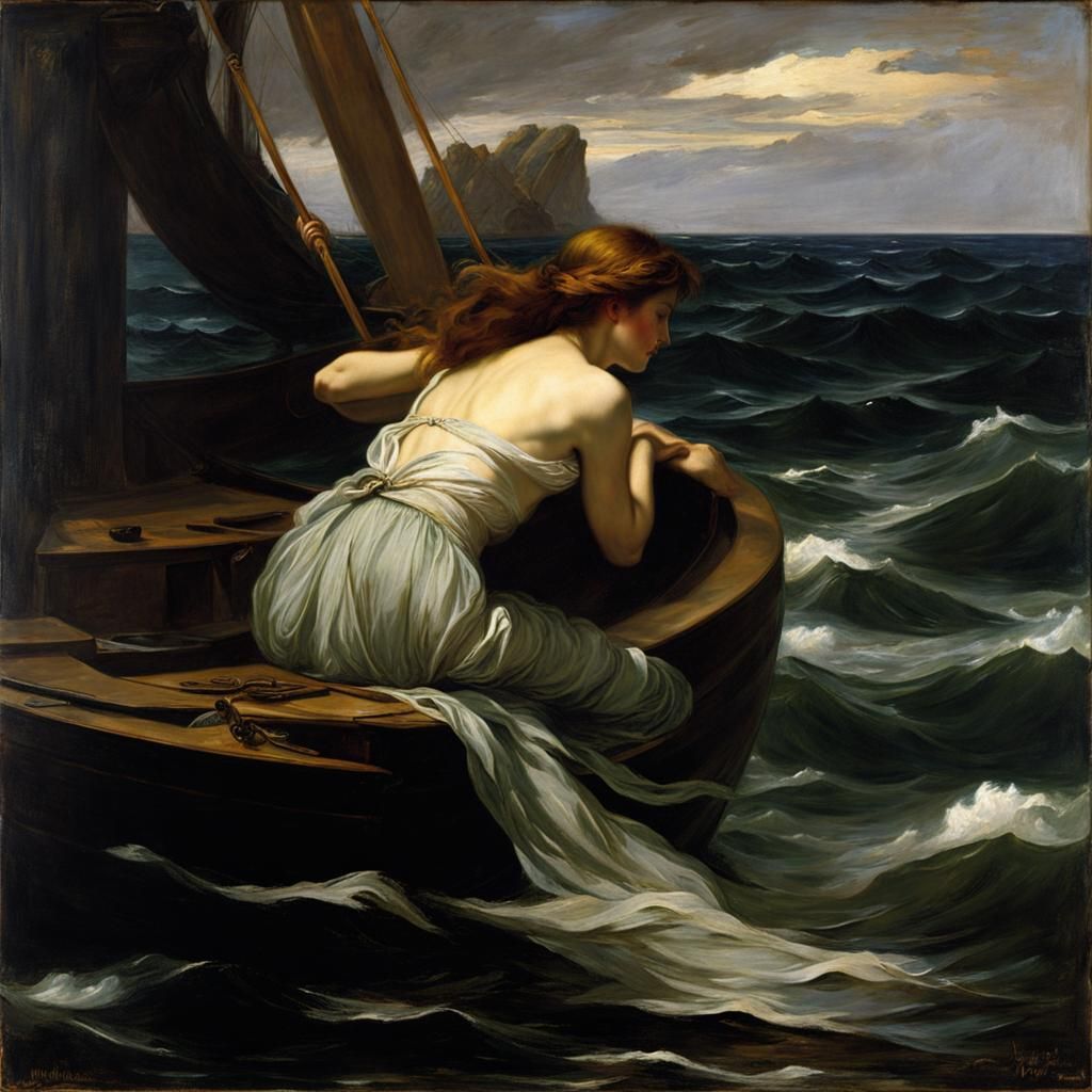 Mermaid in Chiaroscuro Style, Weeping Sailor