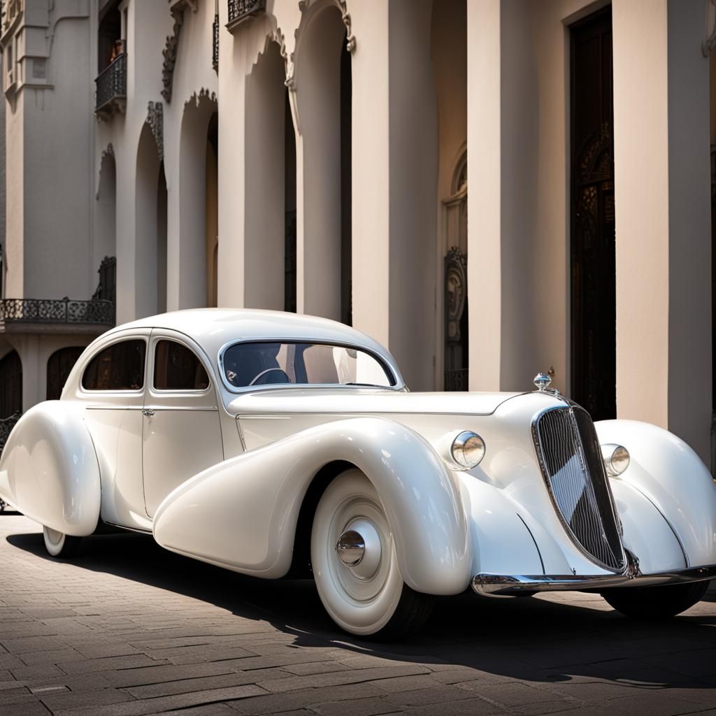 Gaudí-Style Car Parked at Casa Batlló