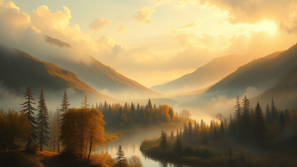 Dreamy Mountain Landscape in Romantic Style