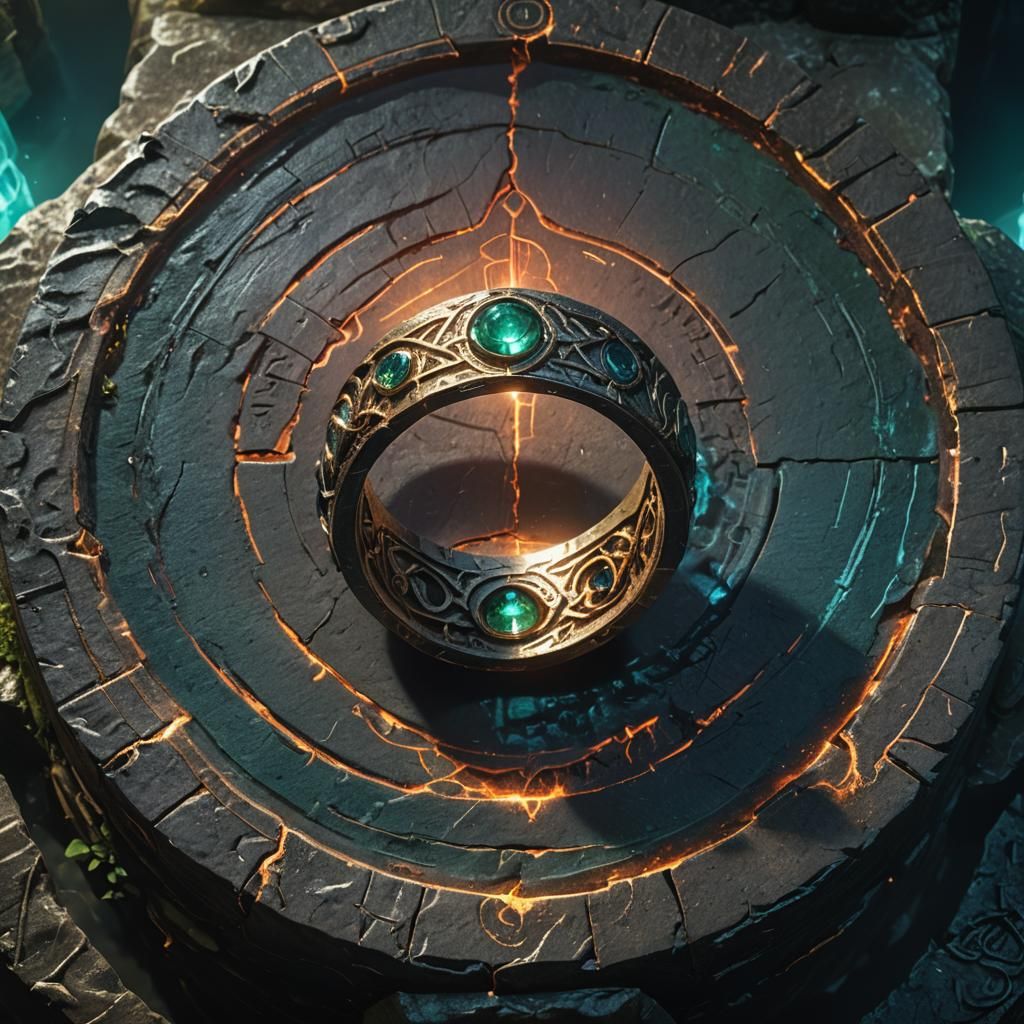 Cursed Ring Emitting Dark Magic in Ruined Temple