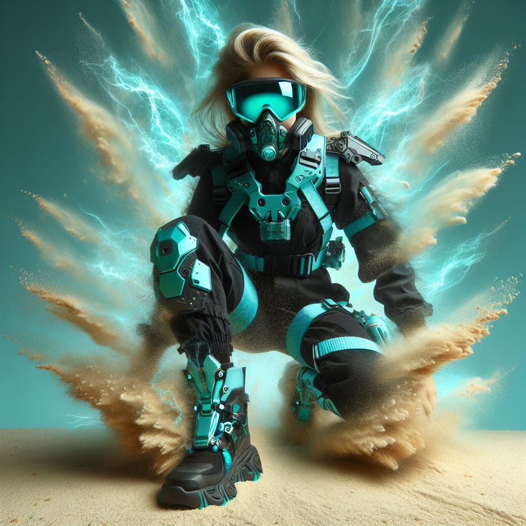 Courageous Teen in Space Battlesuit with Energy Accents