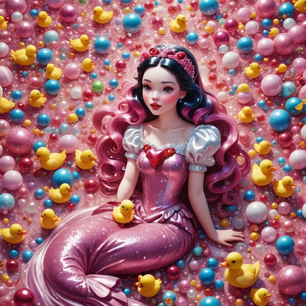 Snow White Space Mermaid in Candy Art Style