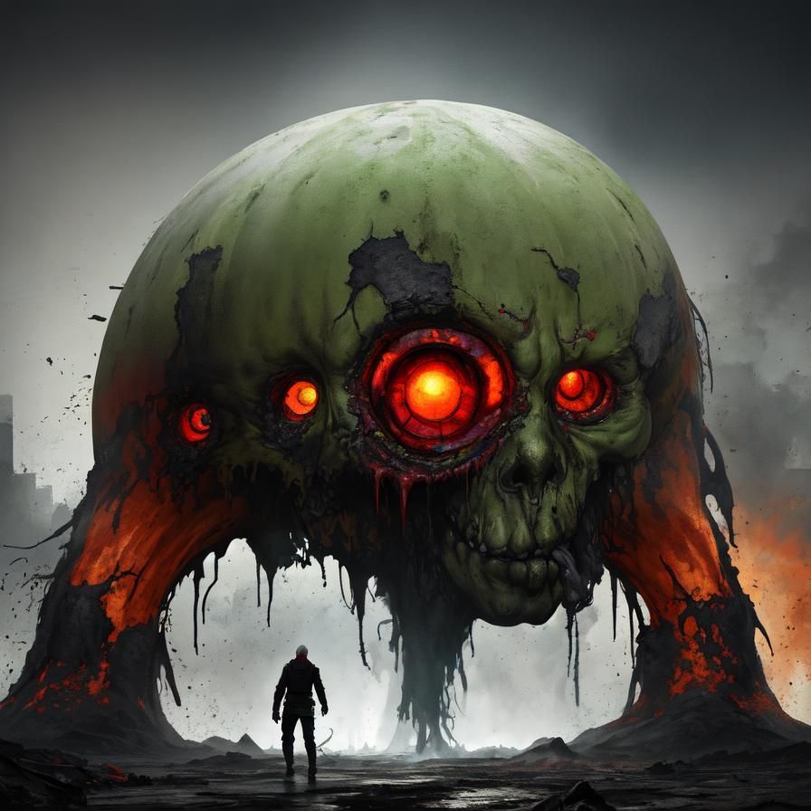 Hyperrealistic Zombie Devouring Flesh Tendril