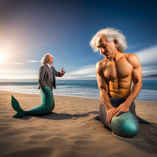 Mermaid Meets Einstein on Beach: Professional Photography