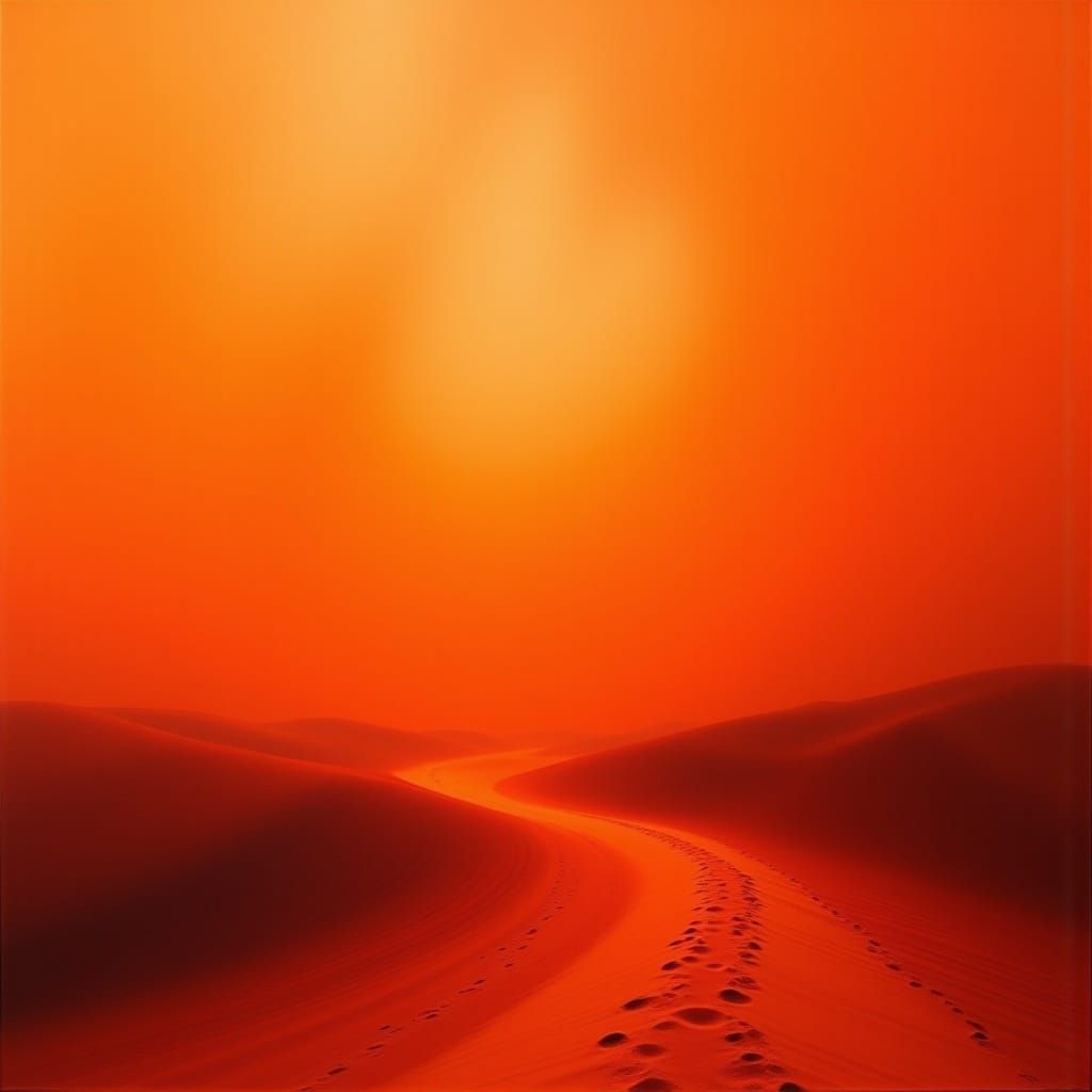 Vibrant Orange Hues in Ethereal Abstract Expressionism