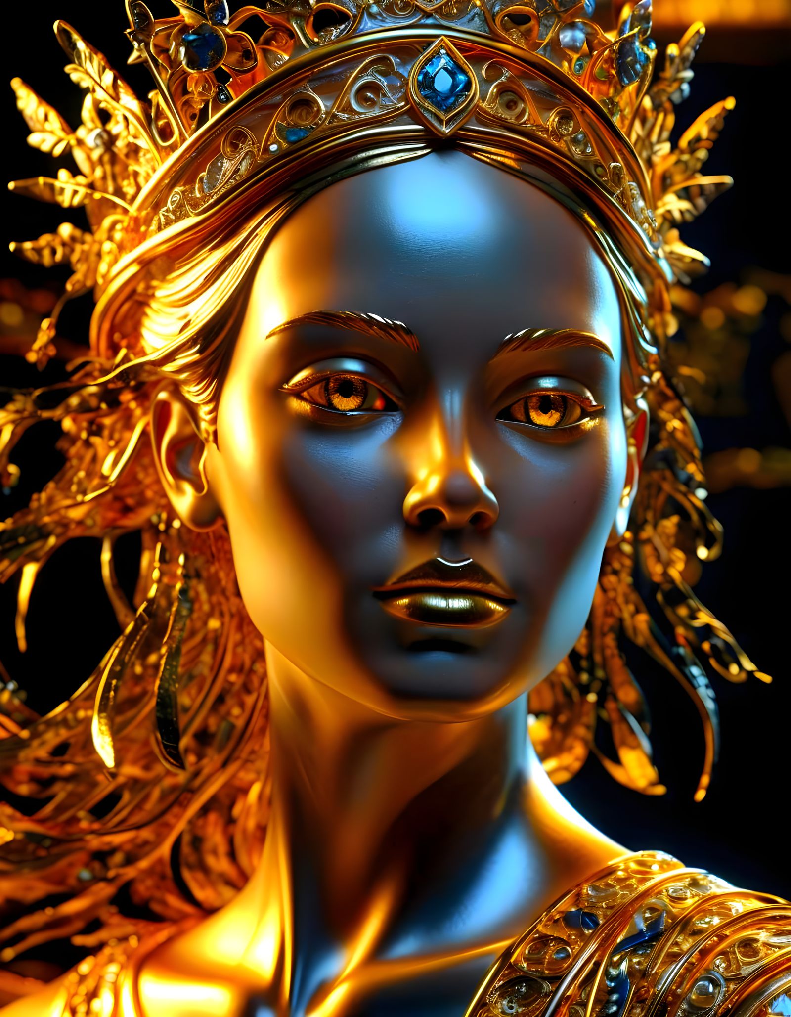Glass Queen Sculpture in Hyperrealistic 3D