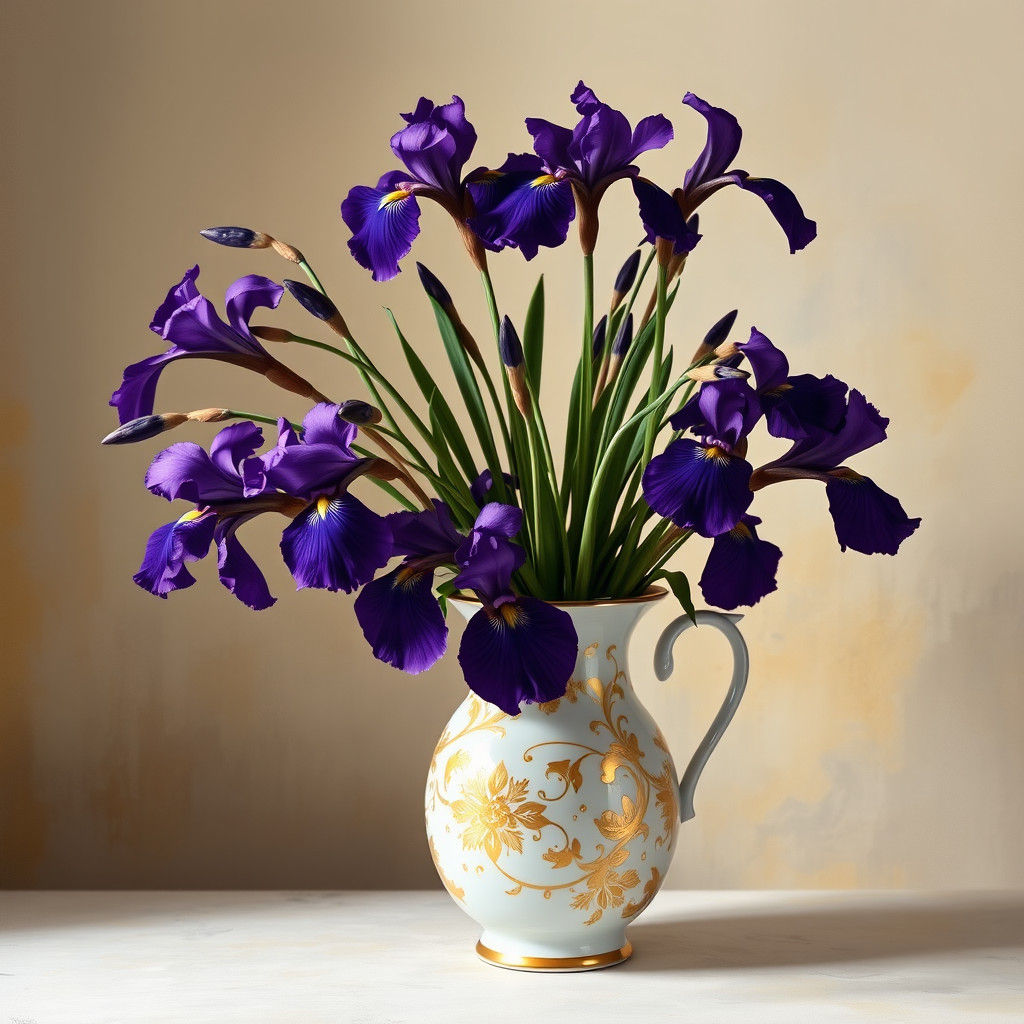 Irises in Vase: A Floral Still Life