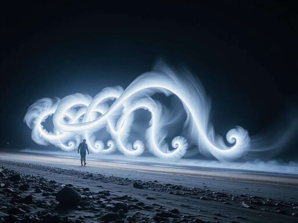 Glowing Curly Whirlingtons on the Beach