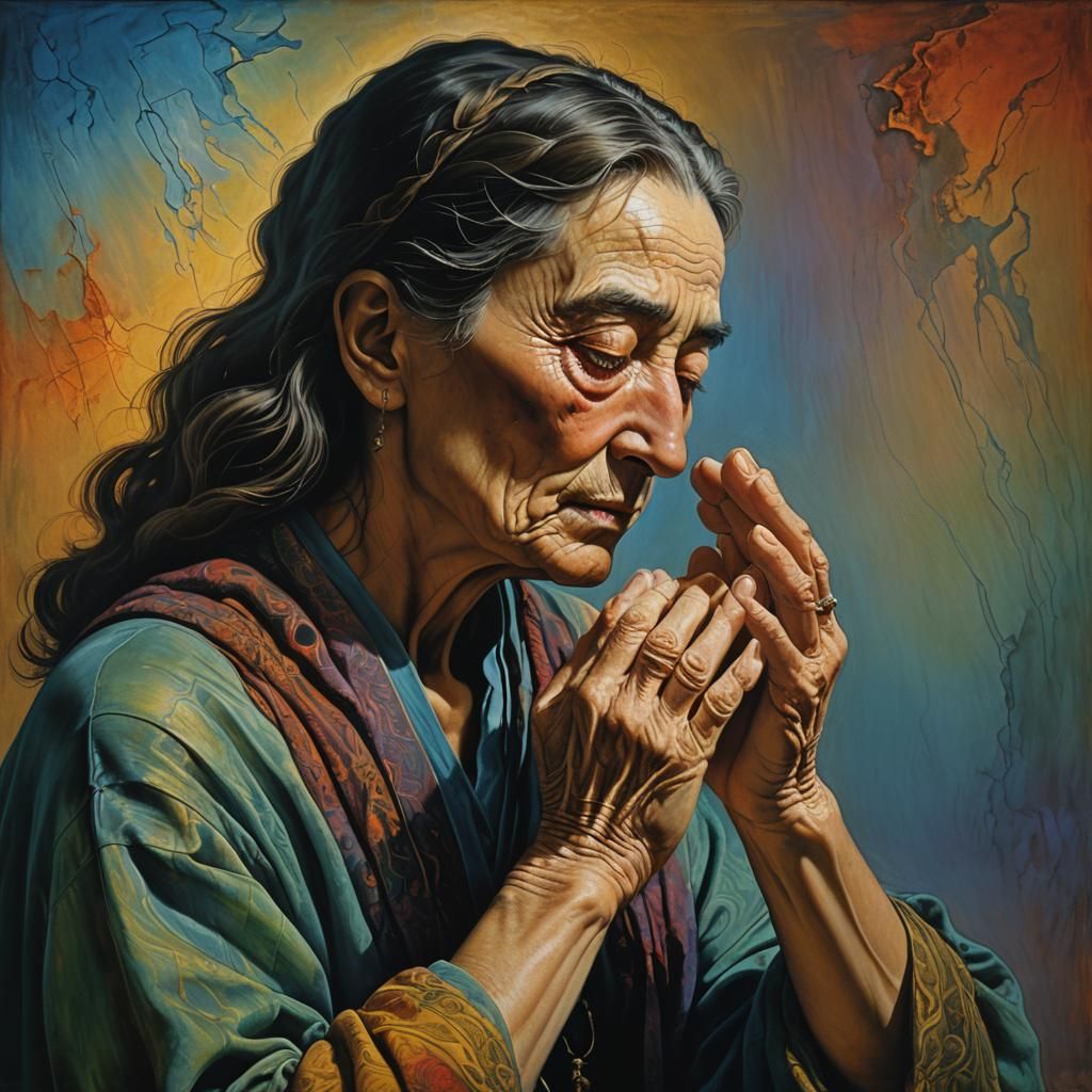 Woman's Prayer: Hyperrealistic Concept Art