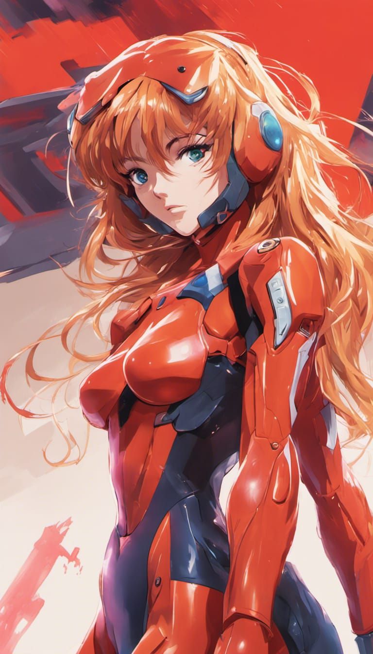 Asuka Langley Soryu in Hyperrealistic Anime Style
