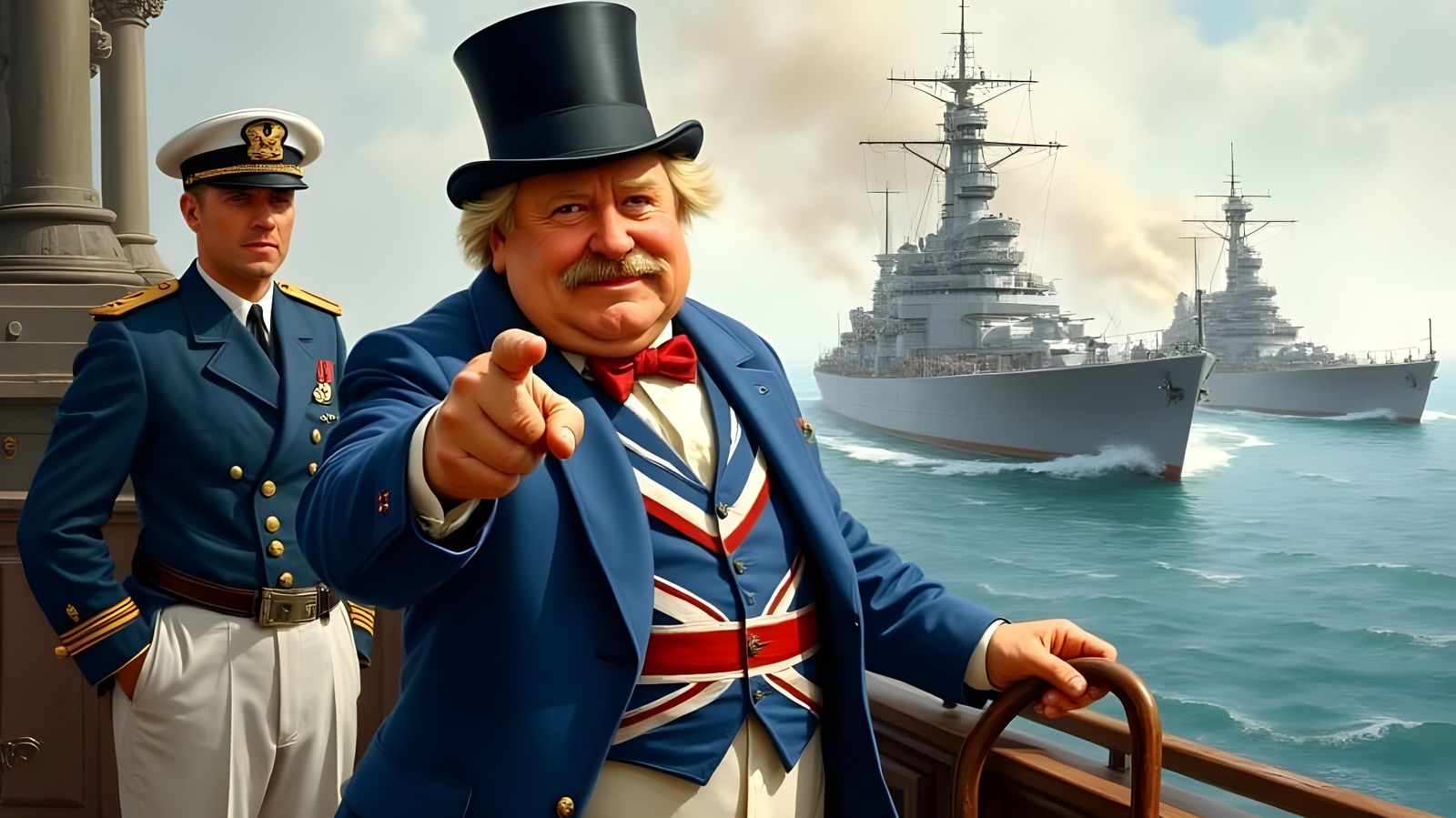 Patriotic Englishman Supports Royal Navy in Battle