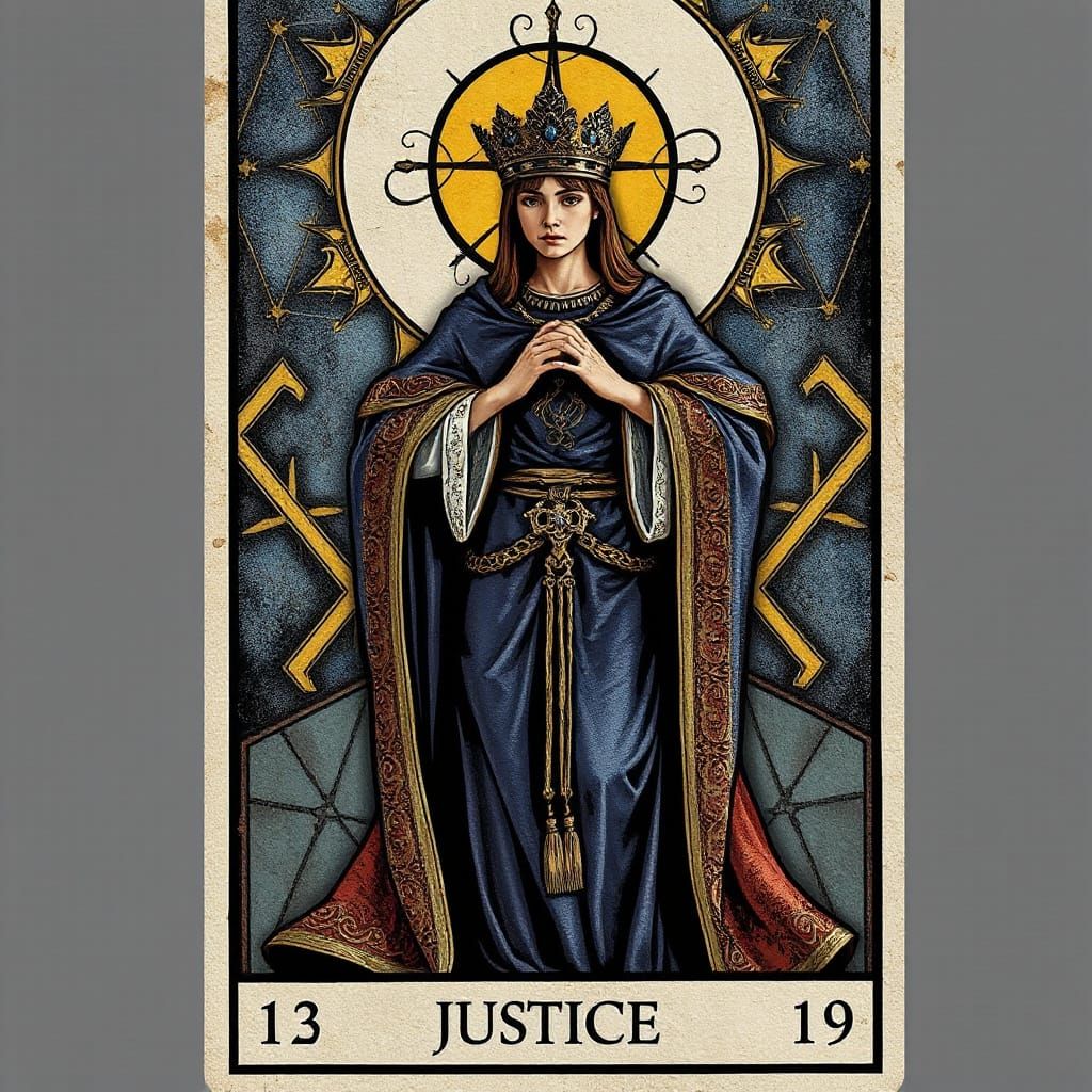 Justice Tarot Card in Abstract Art Style