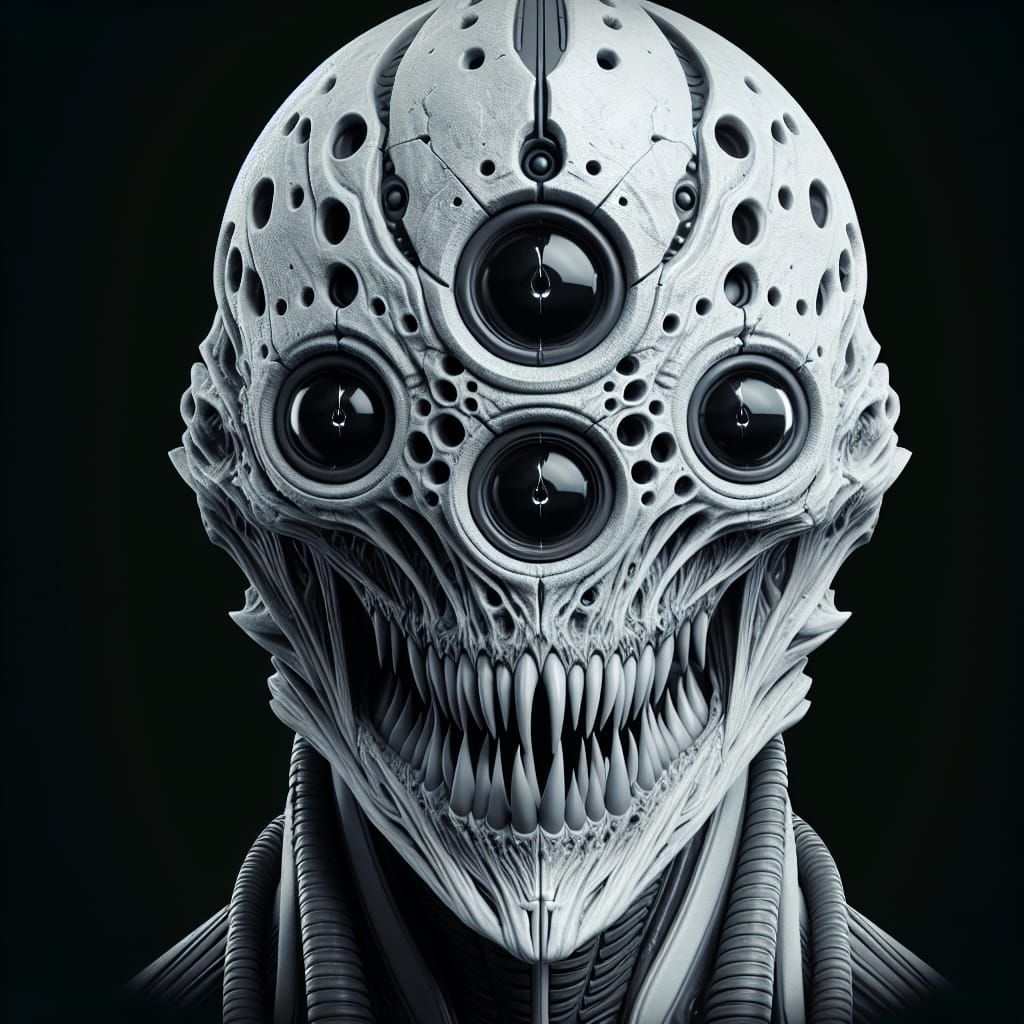 Menacing Three-Eyed Monster in Dystopian Fantasy