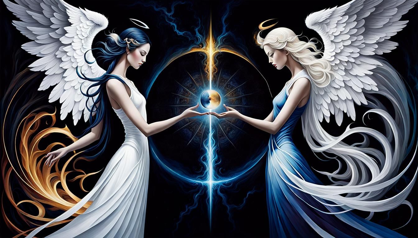 Angel and Demon in Delicate Equilibrium: Iridescent Illustra...