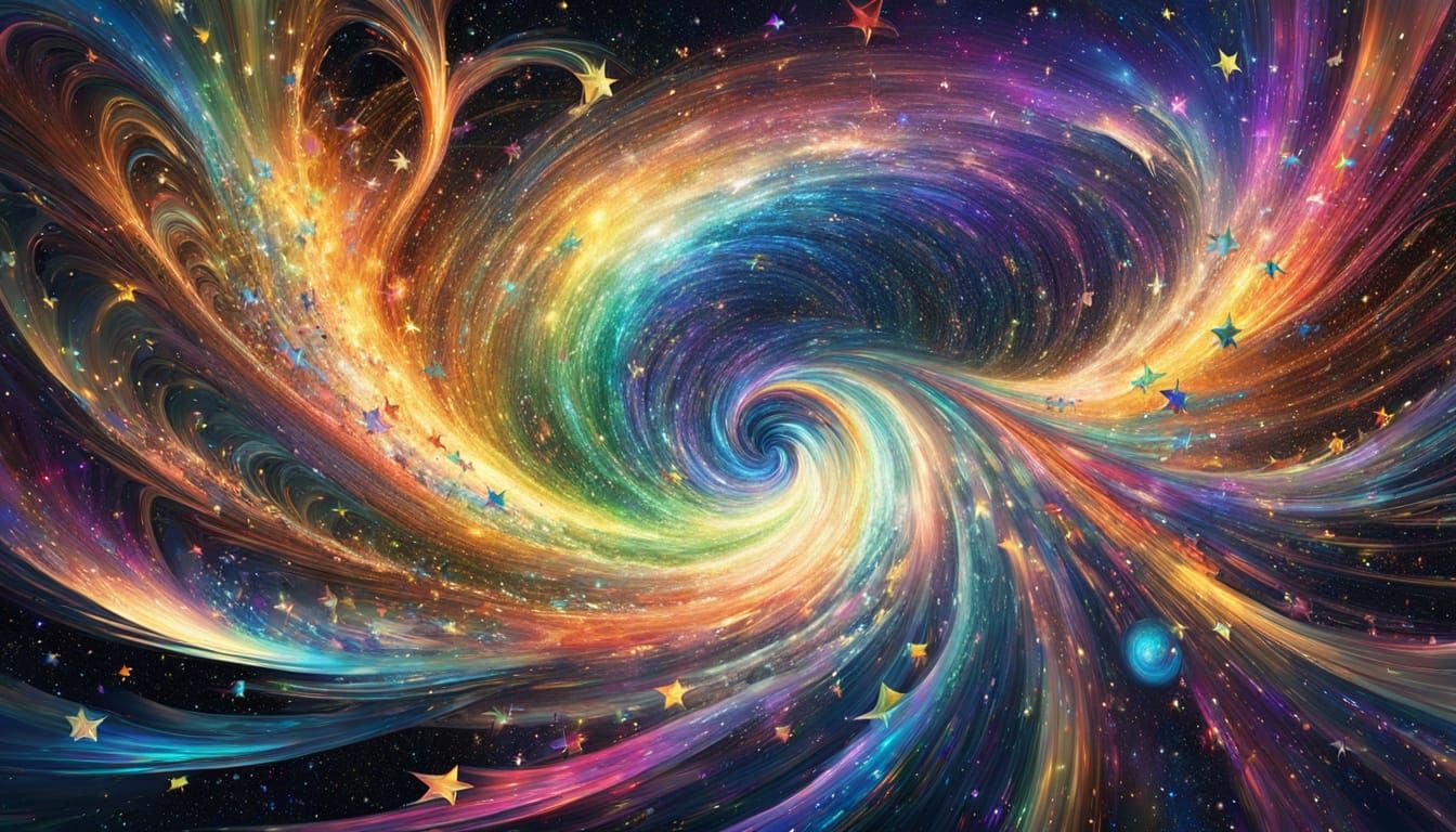 Iridescent Cosmic Vortex in Vibrant Rainbow Colors