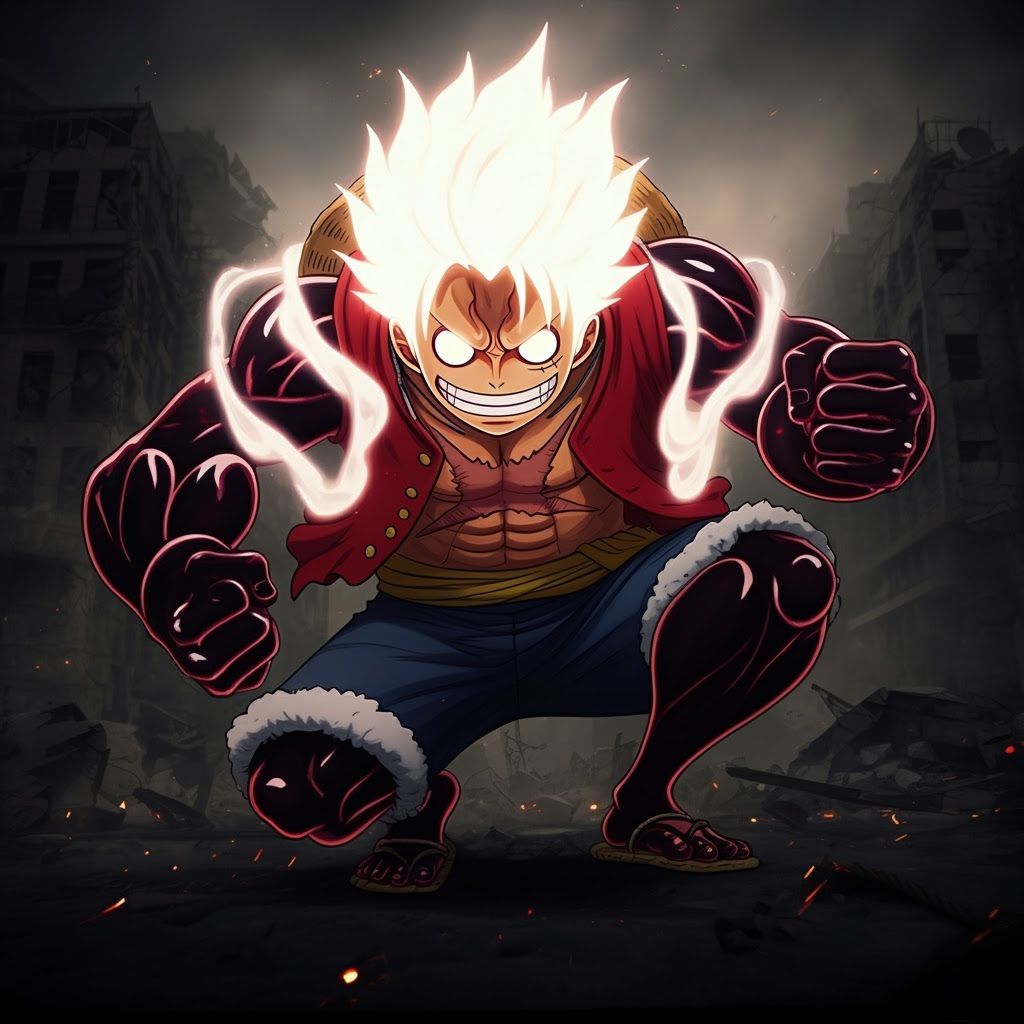 Luffy Gear 5 in Epic Battle as Cinematic Masterpiece